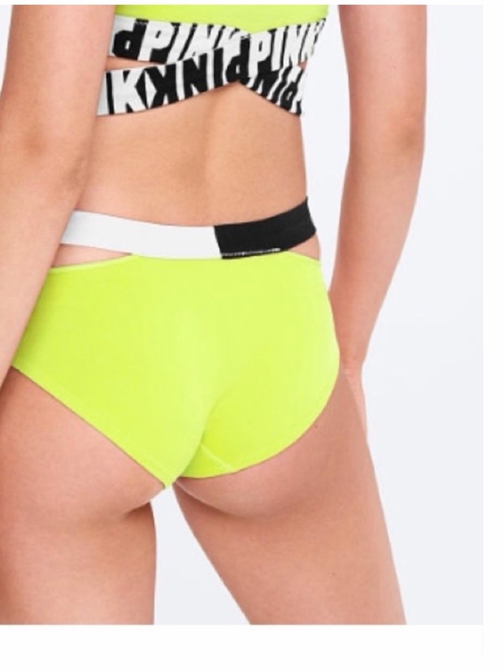 PINK Victoria's Secret Neon Lime Cutout Bike Shorts